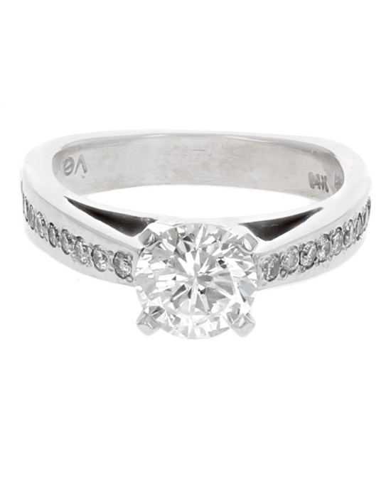 Cathedral Style Euro Shank Diamond Engagement Ring in White Gold